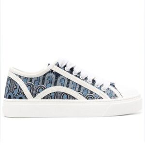 Furla Binding Lace-Up Leather Sneakers in Blue